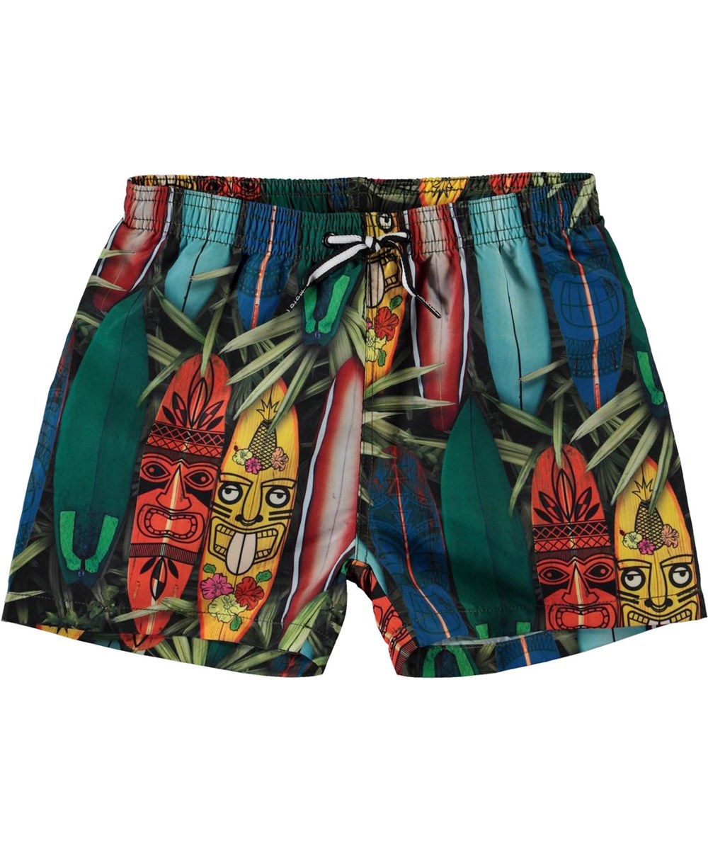 Niko - Tiki Surf - UV swim trunks with surfboard