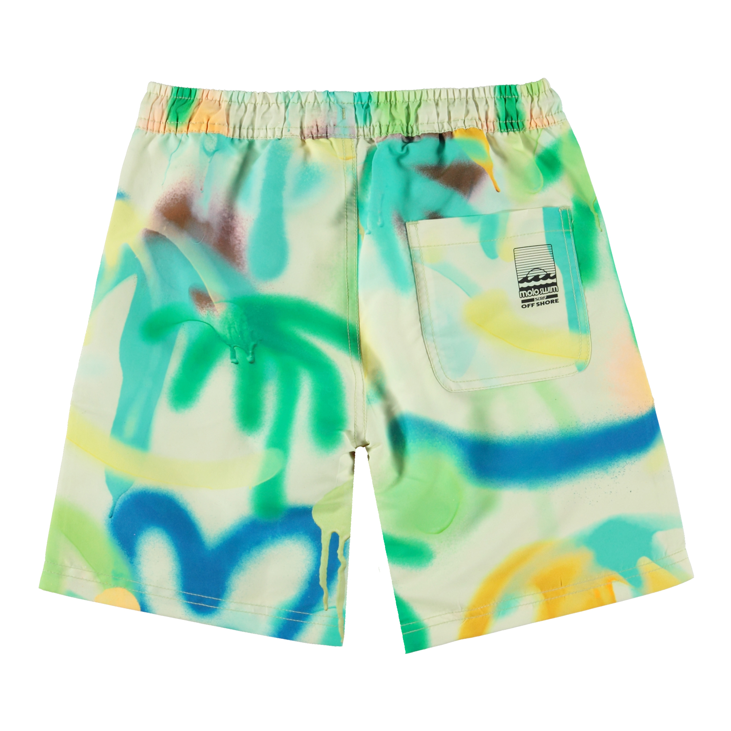 Nilson - Palmtree Spray - Green swim shorts with long legs and all