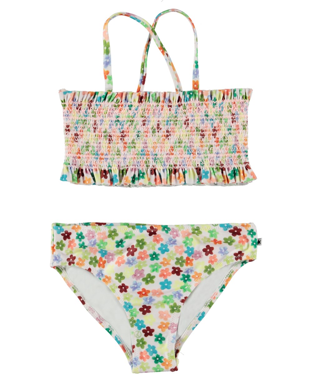 Nita Flower Petit Bikini with smock effect and floral print Molo 