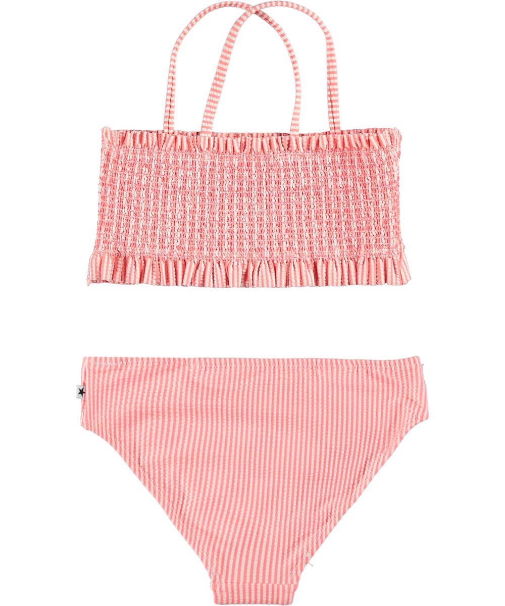 Nita - Meadow Stripe - Bikini with smock effect and pink stripes