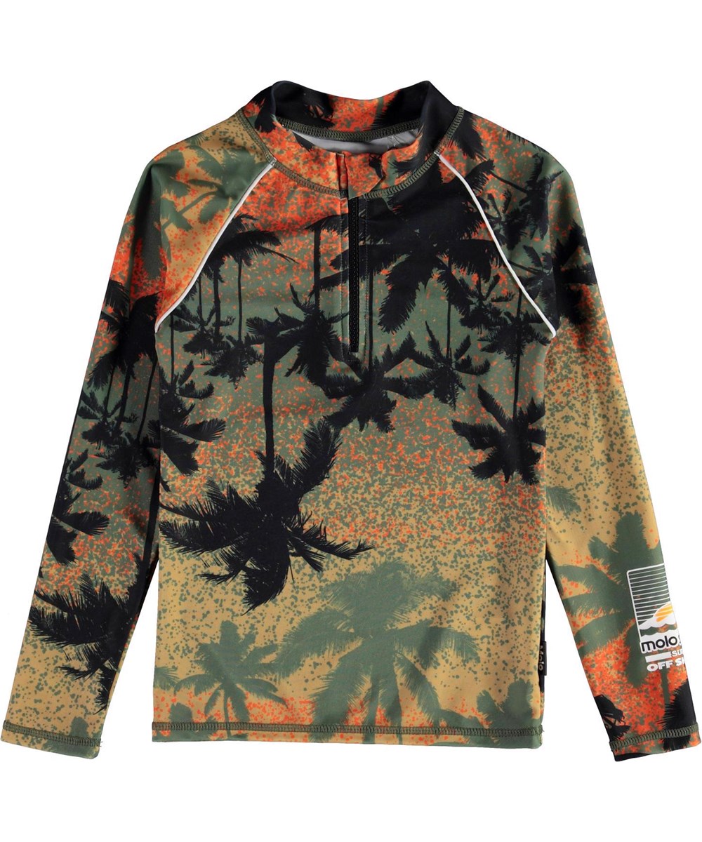 Noble - Sunset Palms - UV rash guard sunset and palm trees with zipper 
