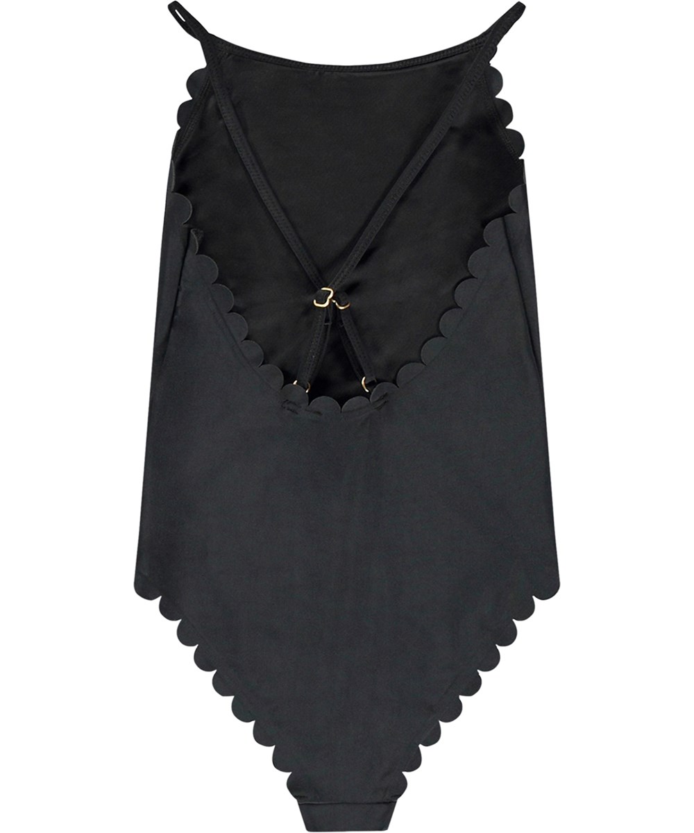 Noelle - Black - Black swimsuit for active children in recycled polyester with UV protection 50+.