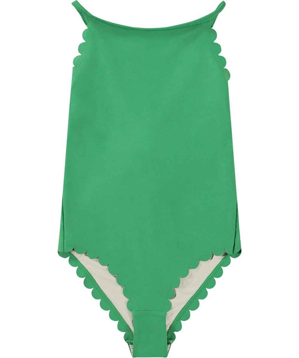 Noelle - Garden Green - Green swimsuit for active children in recycled polyester with UV protection 50+.