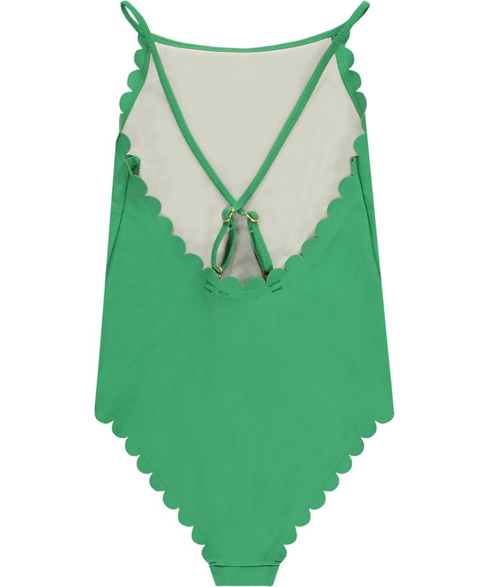 Noelle - Garden Green - Green swimsuit for active children in recycled polyester with UV protection 50+.