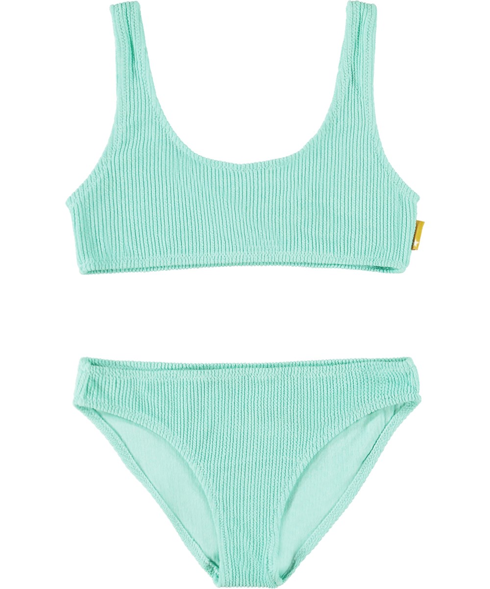 Nola - Cool Mint - Green wavy bikini with smock effect