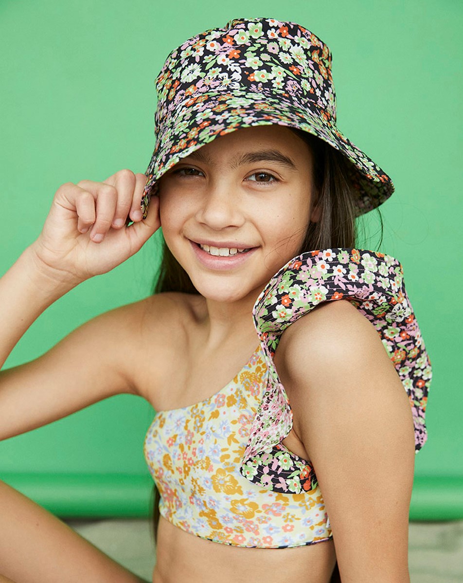 Nola - Meadow Petit -  Asymmetrical, small floral bikini with wide edge