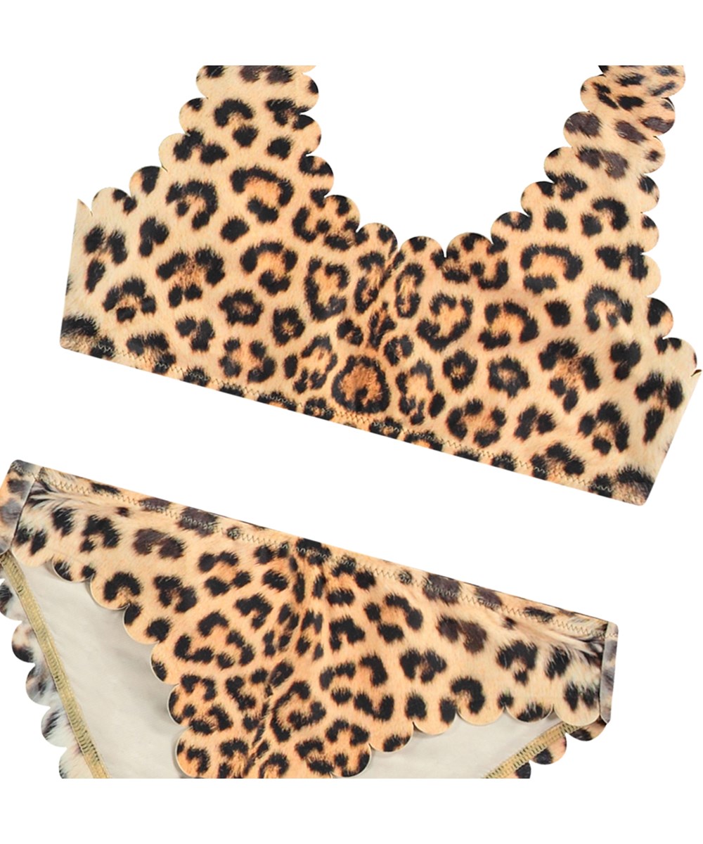 Nolina - Leo Swim - Bikini in cheetah print for active children made from recycled polyester with UV protection 50+.