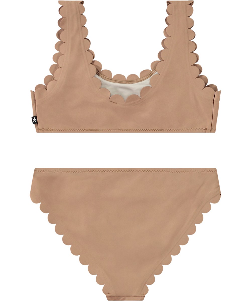 Nolina - Sandalwood - Beige bikini for active children made from recycled polyester with UV protection 50+.