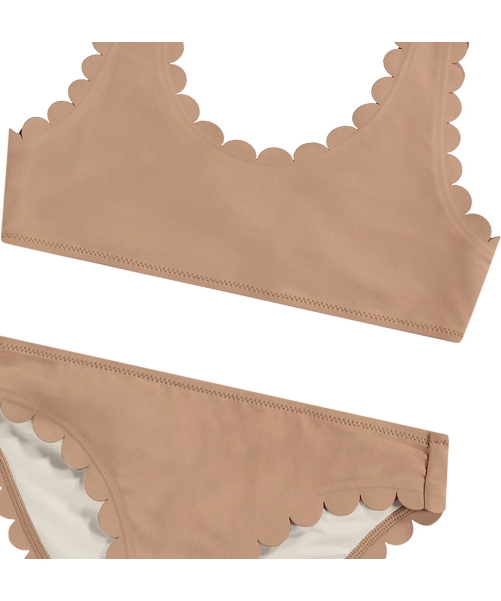 Nolina - Sandalwood - Beige bikini for active children made from recycled polyester with UV protection 50+.