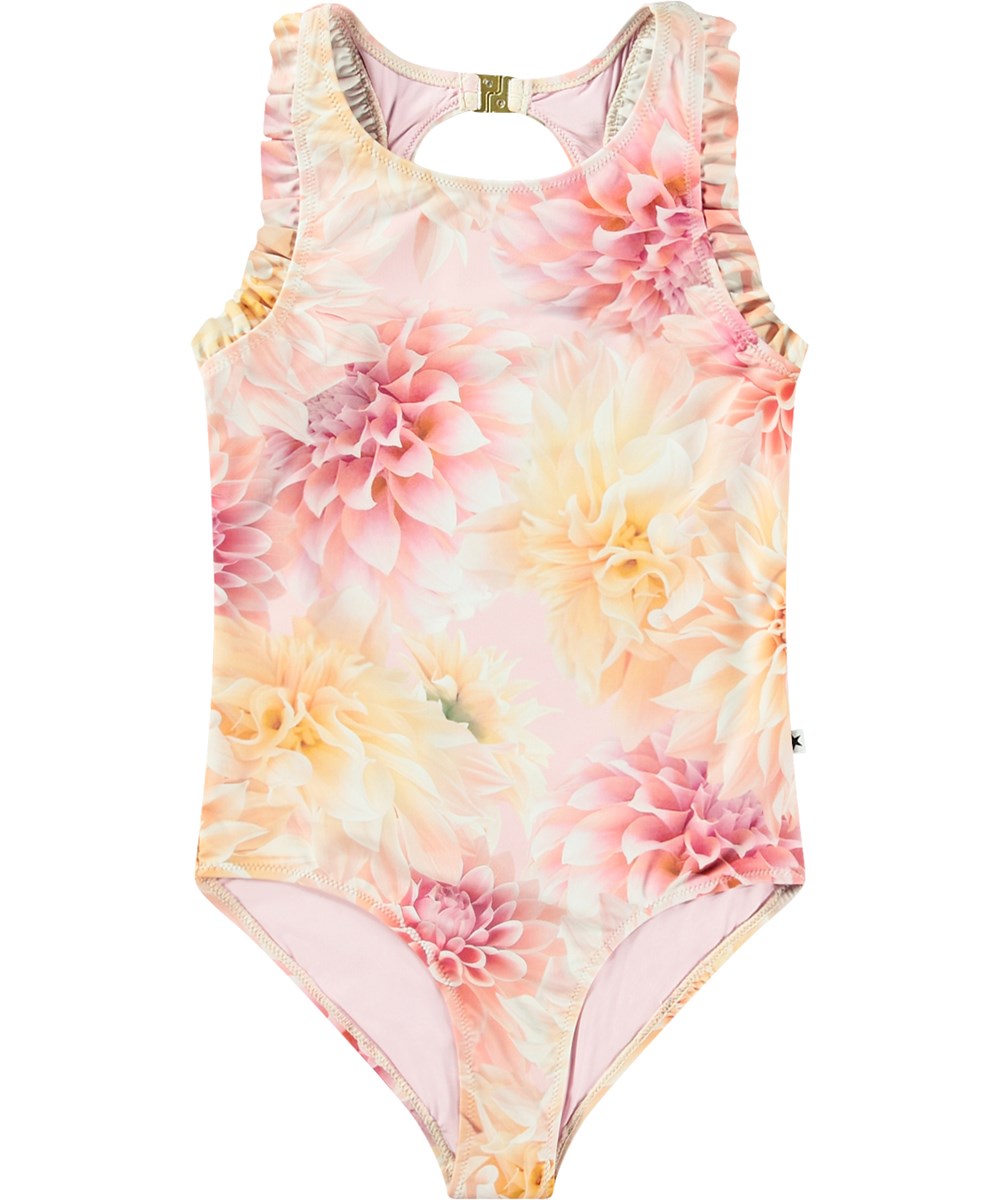 Noona - Dahila Pink - Pink swimsuit for active children in recycled polyester with UV protection 50+.