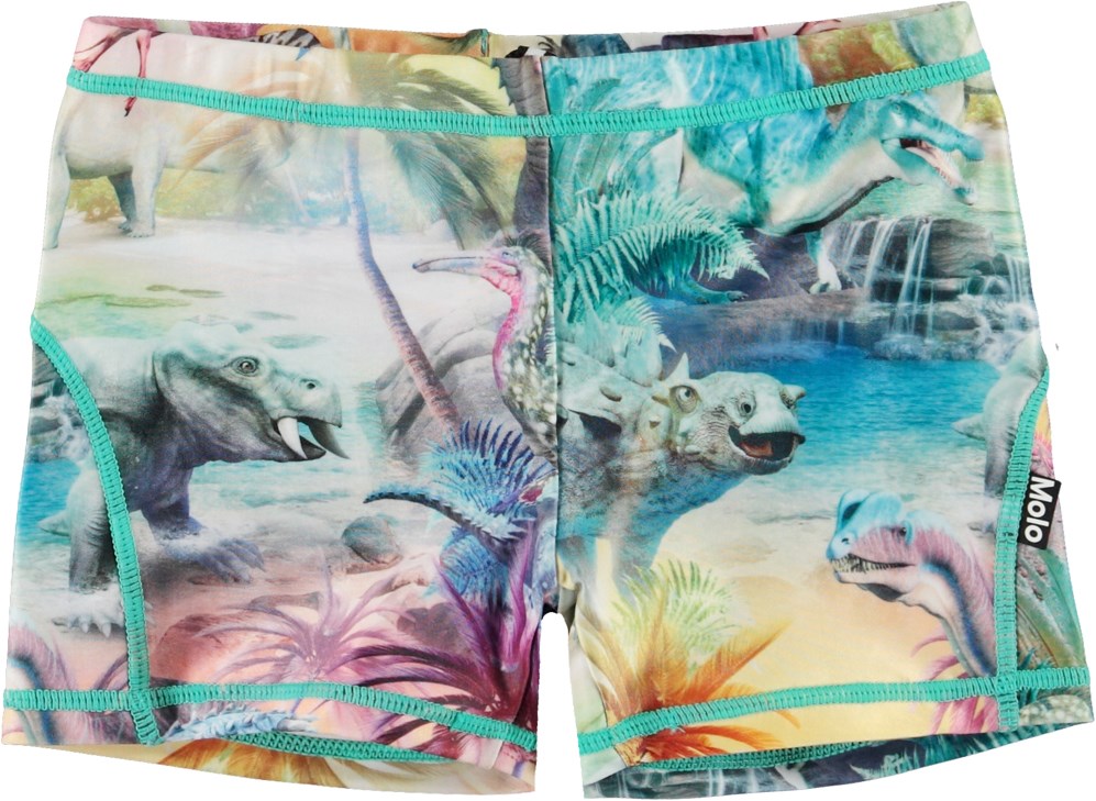 Norton - Dino Paradis - Short, multi-coloured swim shorts with all over pastel dinosaur print