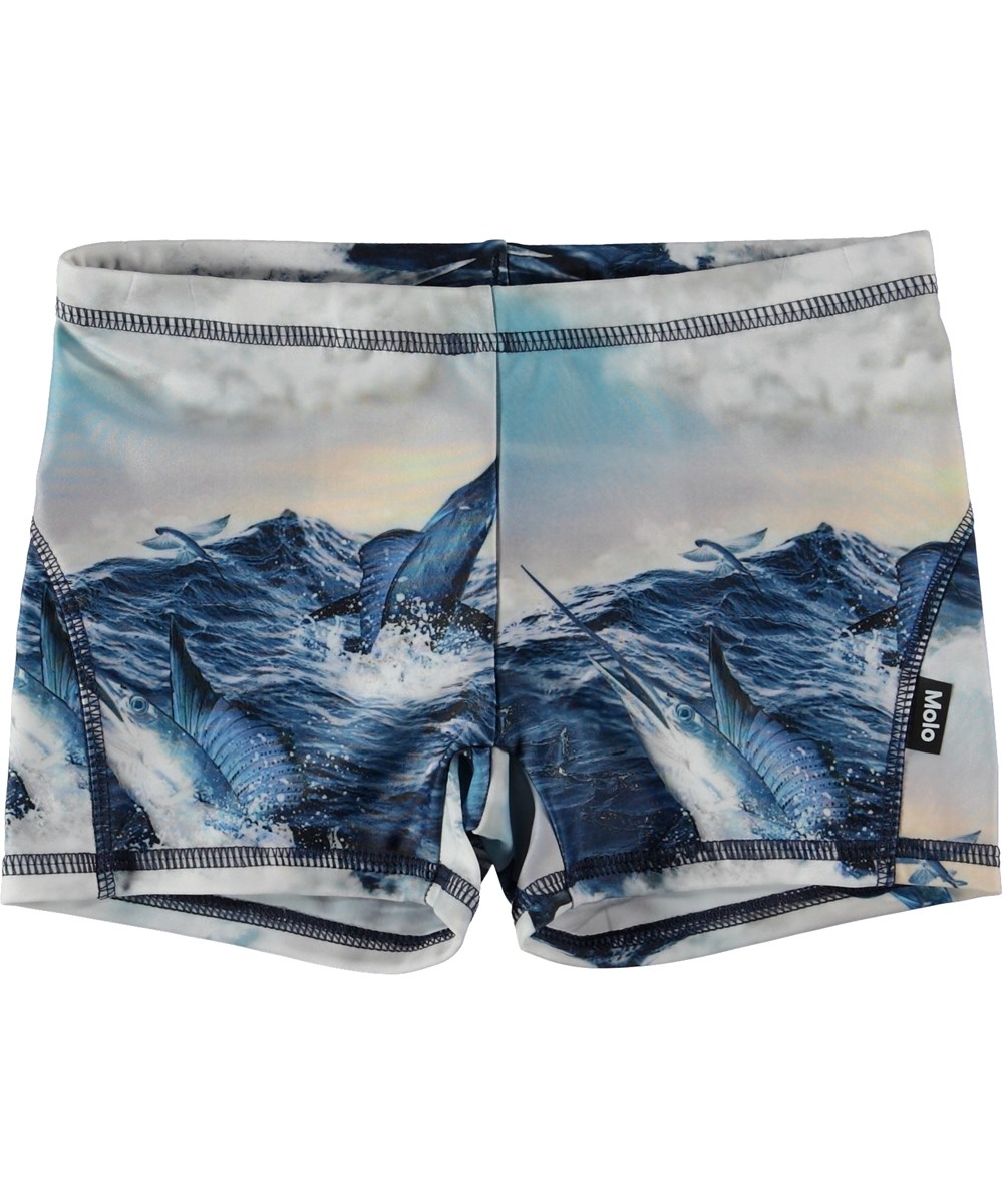 Norton - Jumping Svordfish - Swim trunks with jumping swordfish.