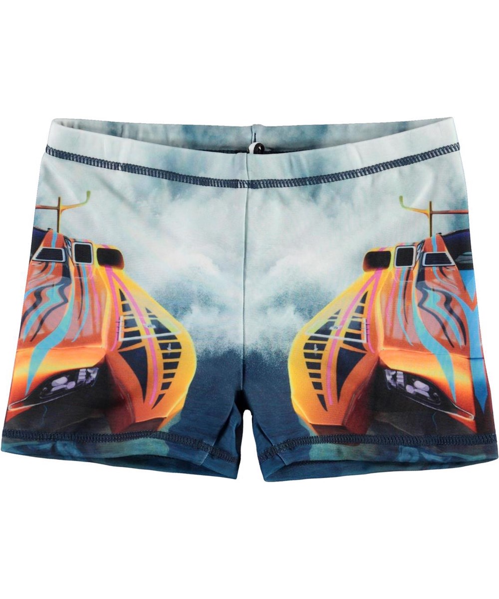 Norton Placed - Power Boat - Short UV swim trunks with speedboats