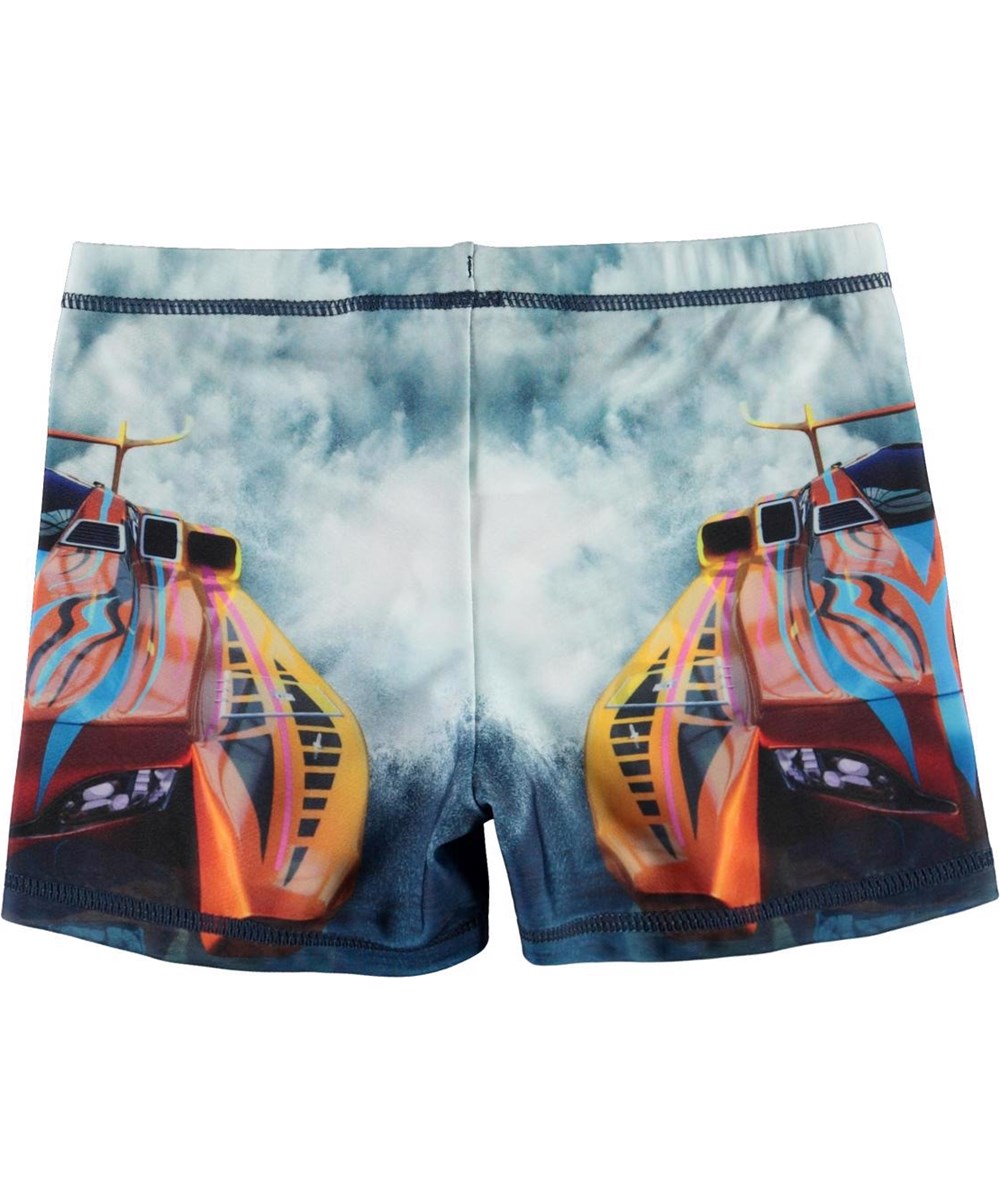Norton Placed - Power Boat - Short UV swim trunks with speedboats
