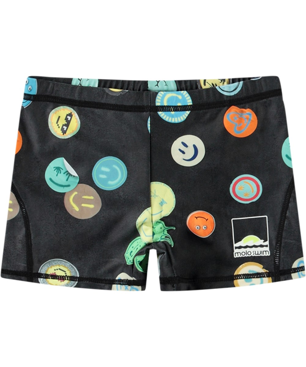 Norton - Smile All Over - Black sporty swim shorts for active children in recycled polyester with UV protection 50+.