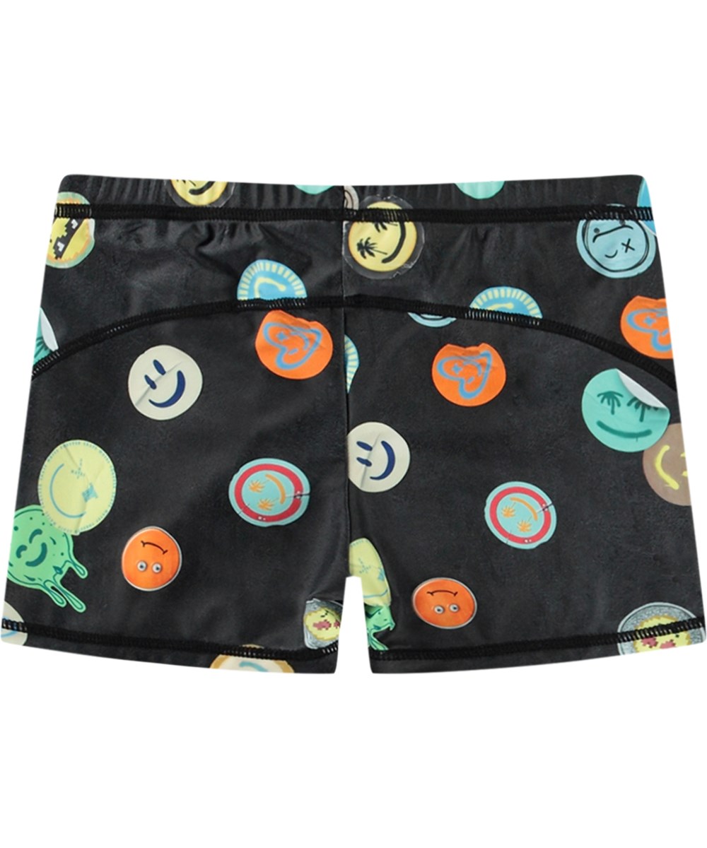 Norton - Smile All Over - Black sporty swim shorts for active children in recycled polyester with UV protection 50+.