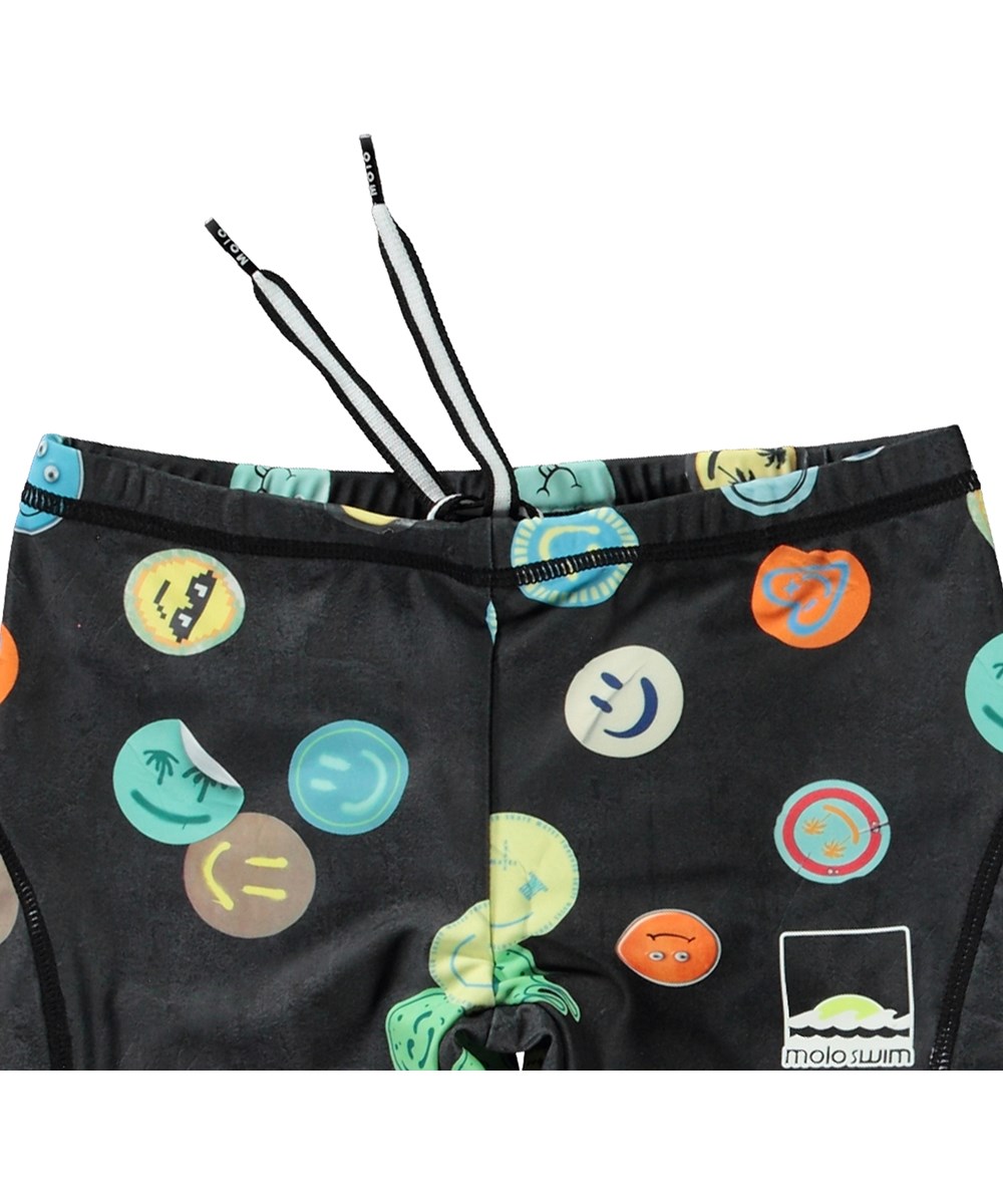 Norton - Smile All Over - Black sporty swim shorts for active children in recycled polyester with UV protection 50+.