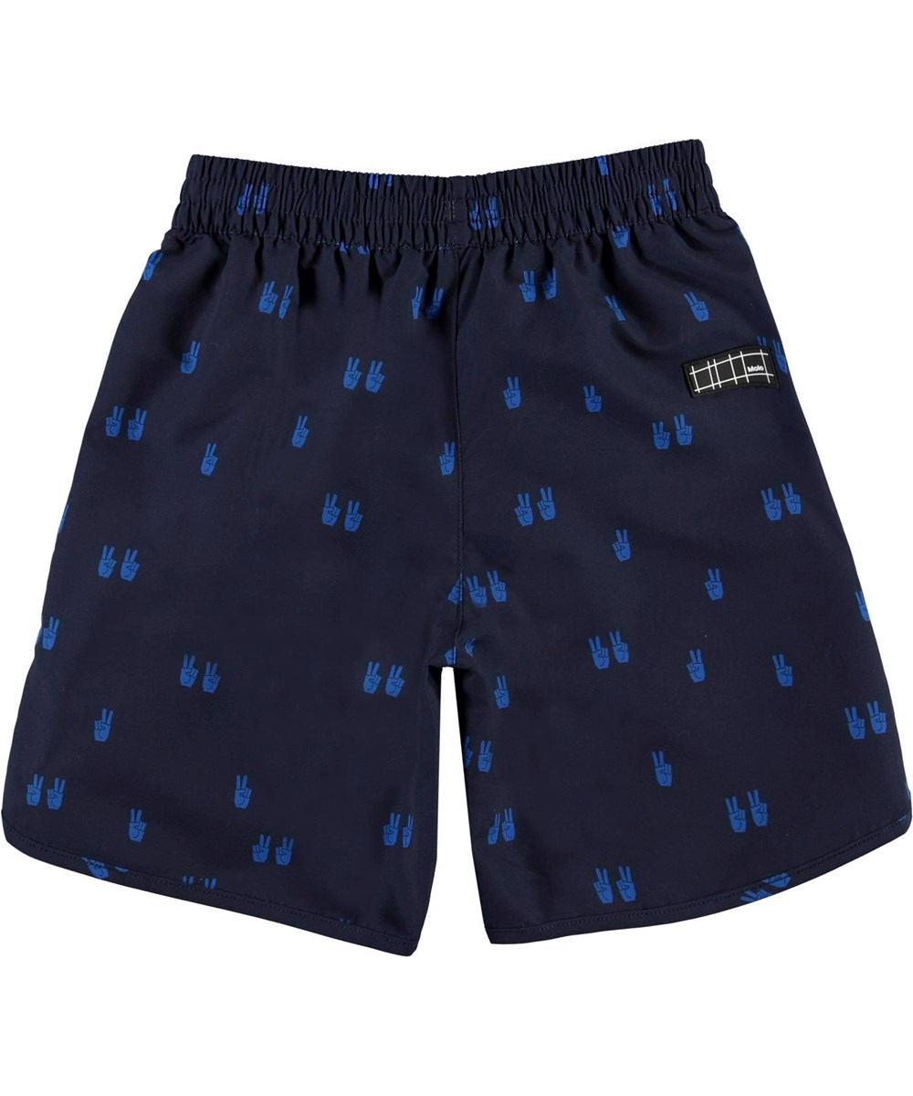 Nox - Peace Navy - UV blue swim trunks peace sign