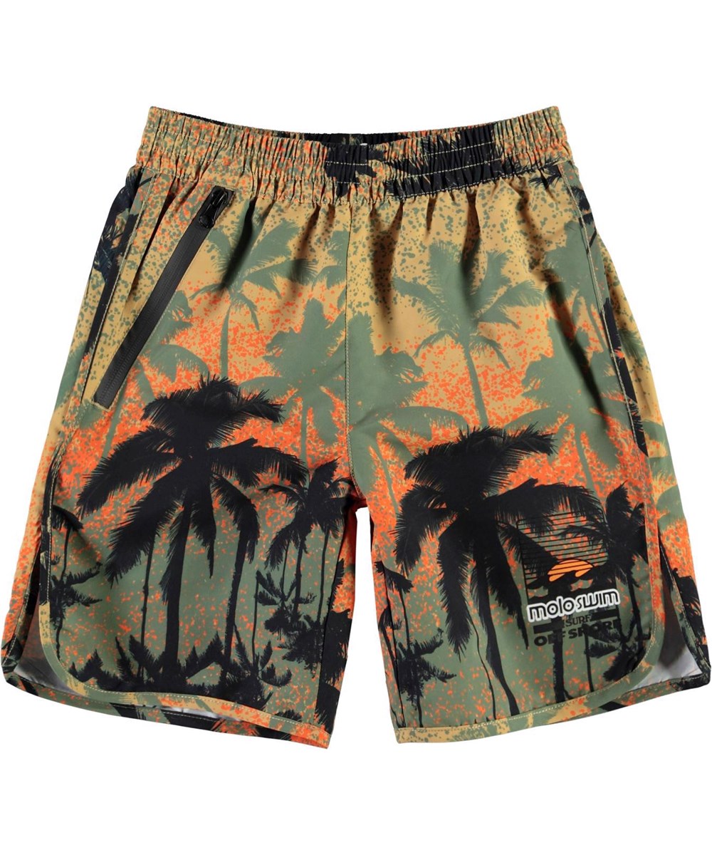 Nox - Sunset Palms - UV swim trunks palm trees