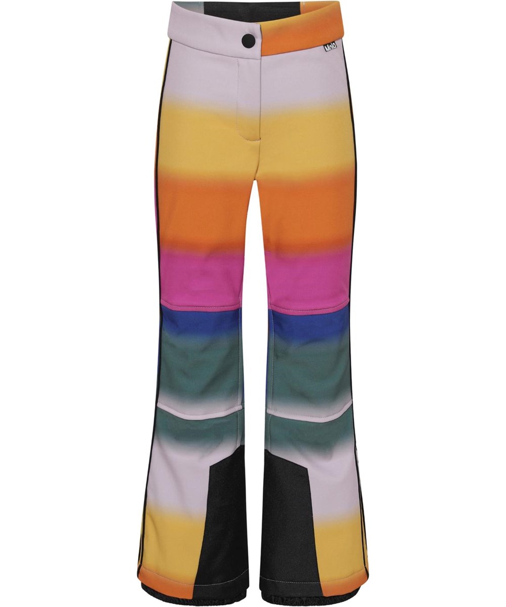 Harlie - Glowy Rainbow - Återvunna regnbågsfärgade skidbyxor med utsvängda ben.