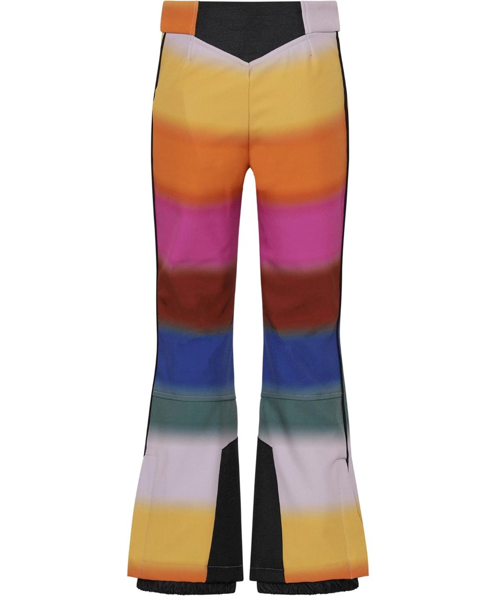 Harlie - Glowy Rainbow - Återvunna regnbågsfärgade skidbyxor med utsvängda ben.