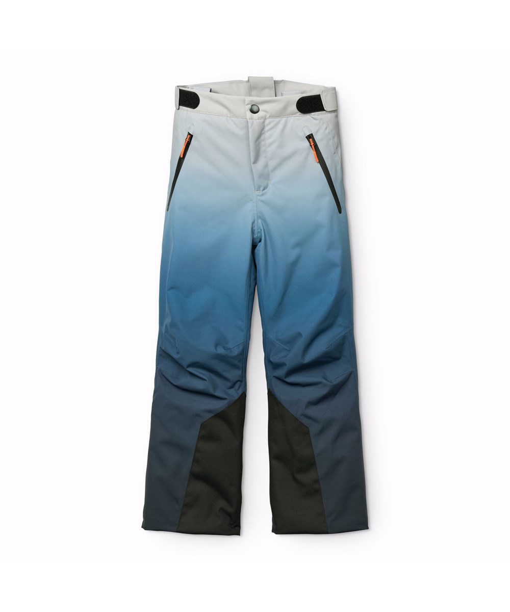 Jump Pro - Blue Ice - Vind- och vattentäta skidbyxor för barn i blå gradientfärger tillverkade av återvunnen polyester och vadderade med 3M™ Thinsulate™.