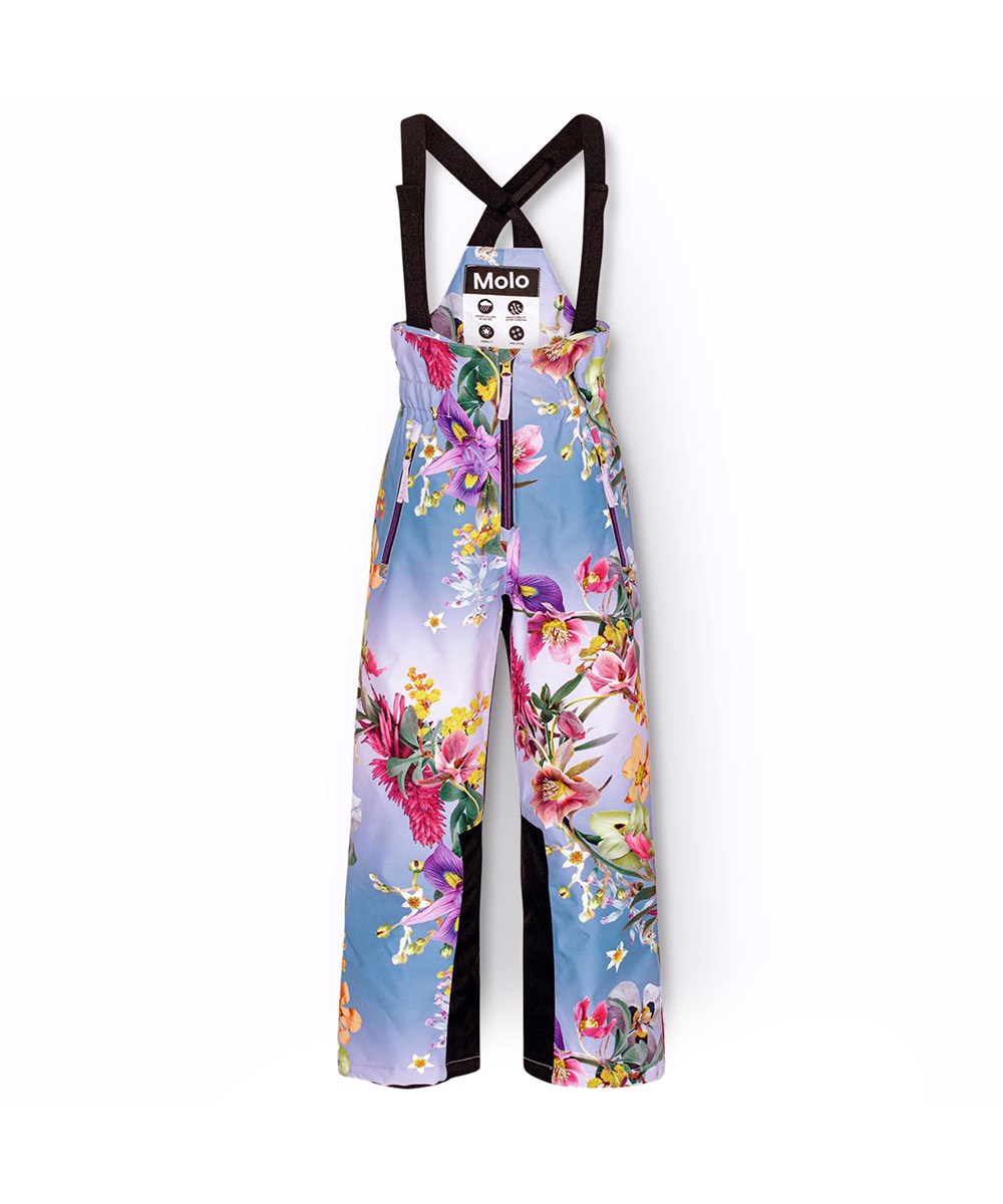 Play Pro - Gradient Bloom - Vind- och vattentäta byxor för barn i återvunnen polyester med blommigt mönster.