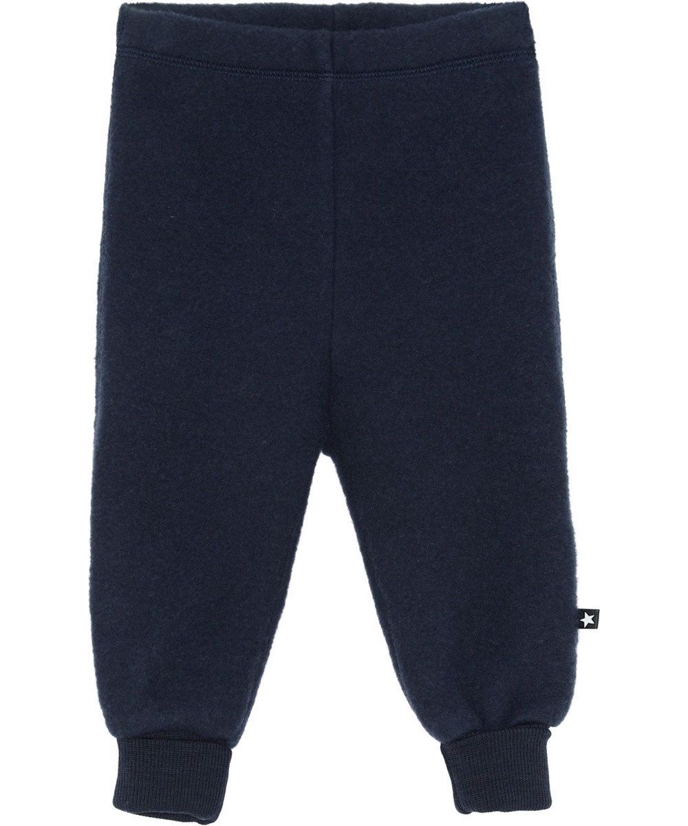 Ulmer - Dark Navy - Blå babybyxor i ull.