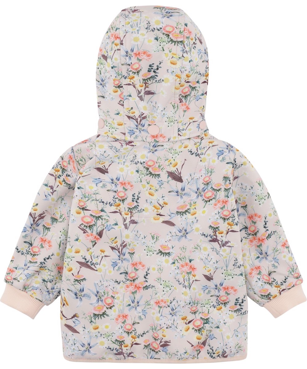 Hide - Mini Meadow - Återvunnen softshelljacka till baby med blommor.