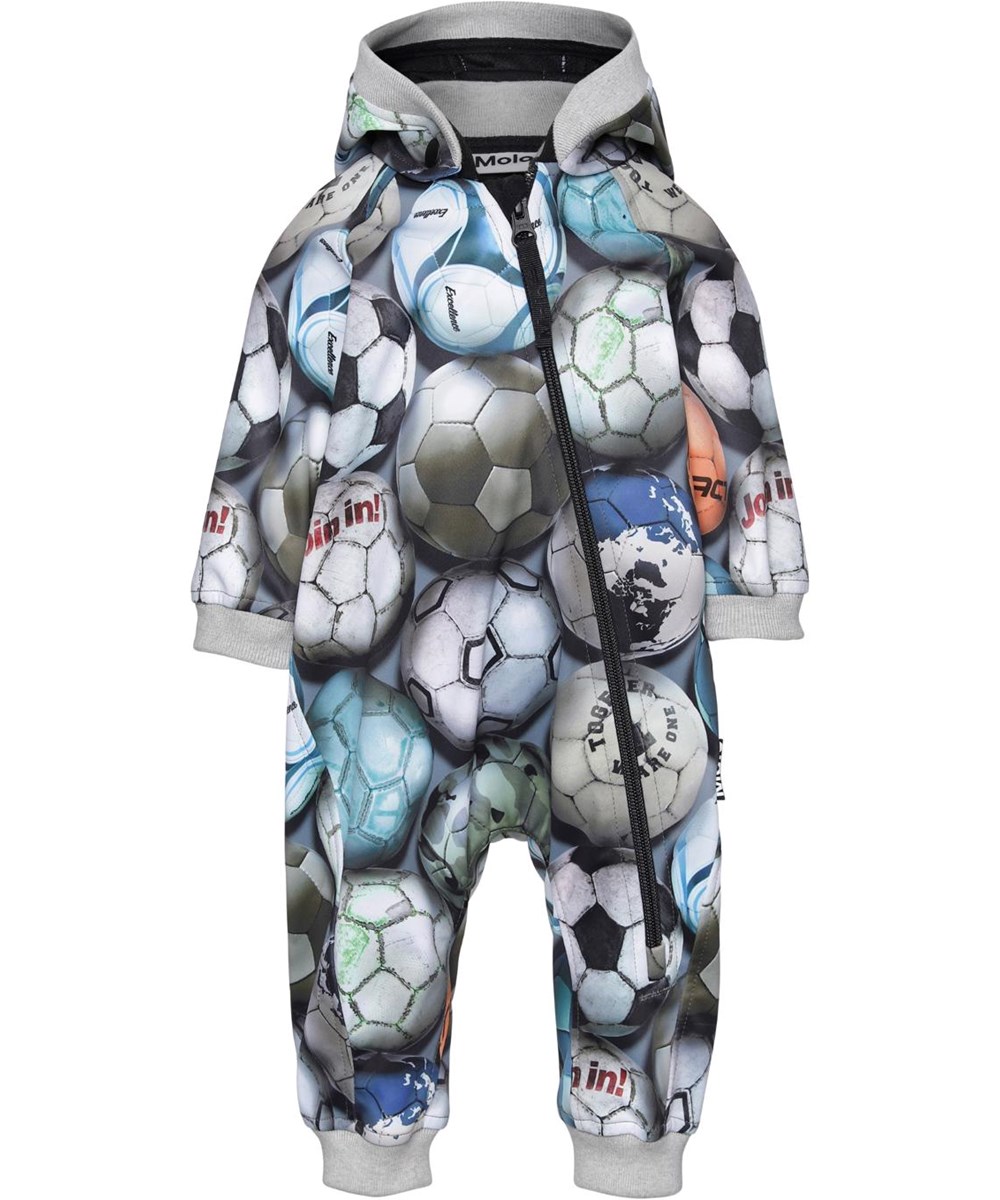 Hill - Football Camo - Babyoverall i softshell med fotbollar