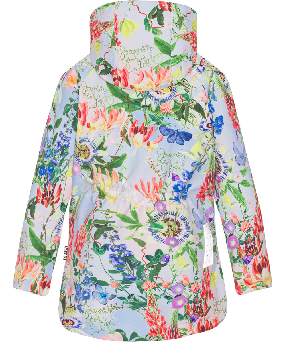 Hillary - Big Passion - Softshelljacka i ljusblå med blommor.