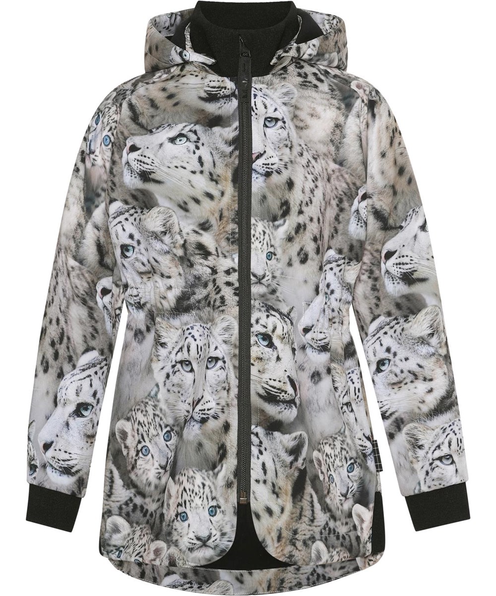 Hillary - Snowy Leopards - Figursydd softshelljacka med snöleoparder.