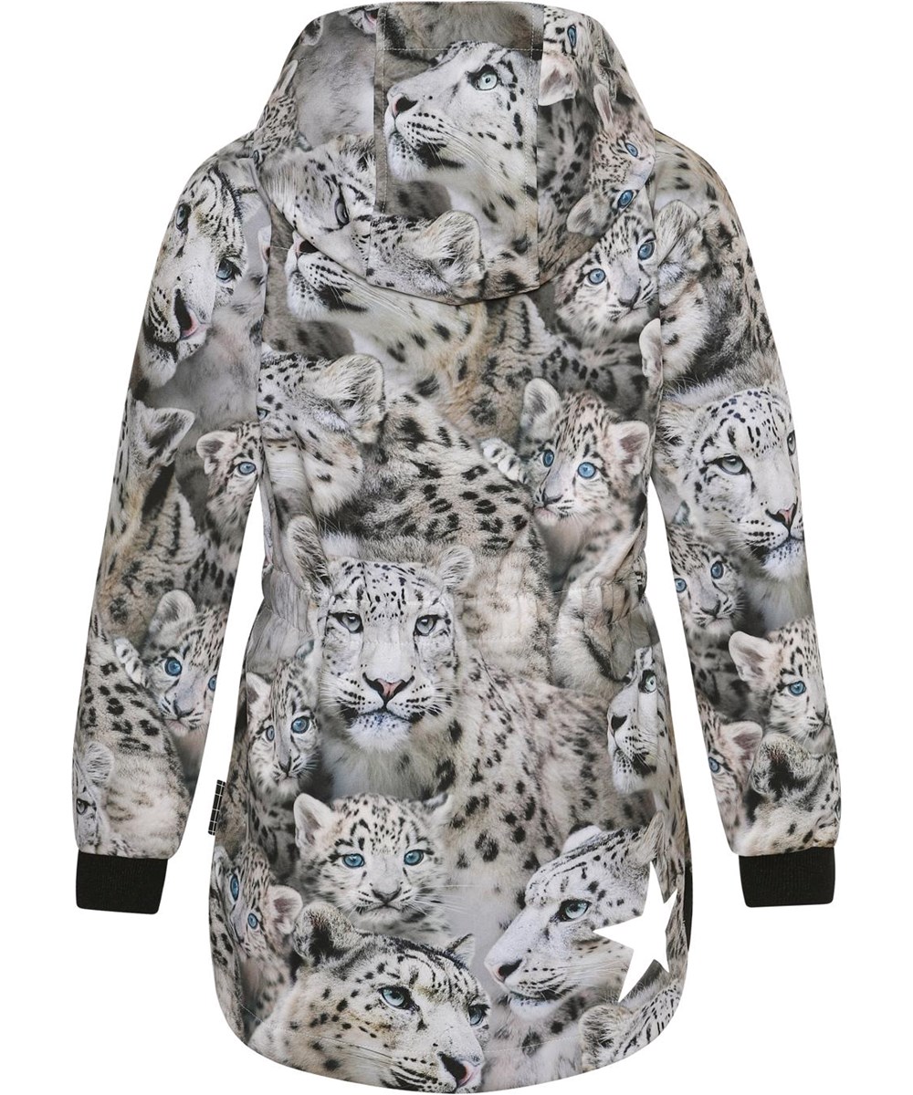 Hillary - Snowy Leopards - Figursydd softshelljacka med snöleoparder.