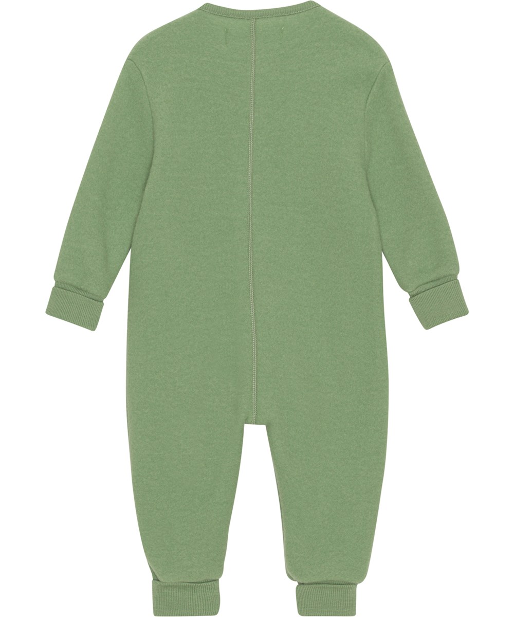 Umar - Moss Green - Grön overall för de minsta i 100% merinoull