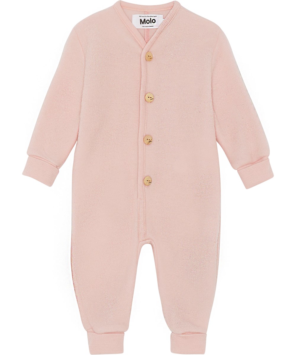 Umar - Wild Rose - Rosa babydräkt i ull med knappar.