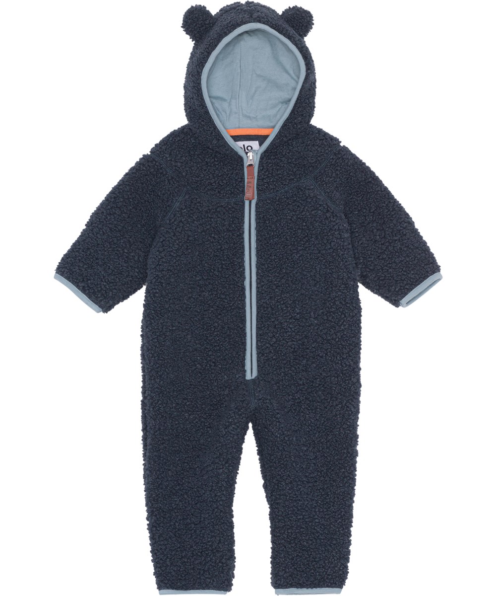 Umeko - Night Navy - Mörkblå baby fleecedräkt  i 100% återvunnen polyester