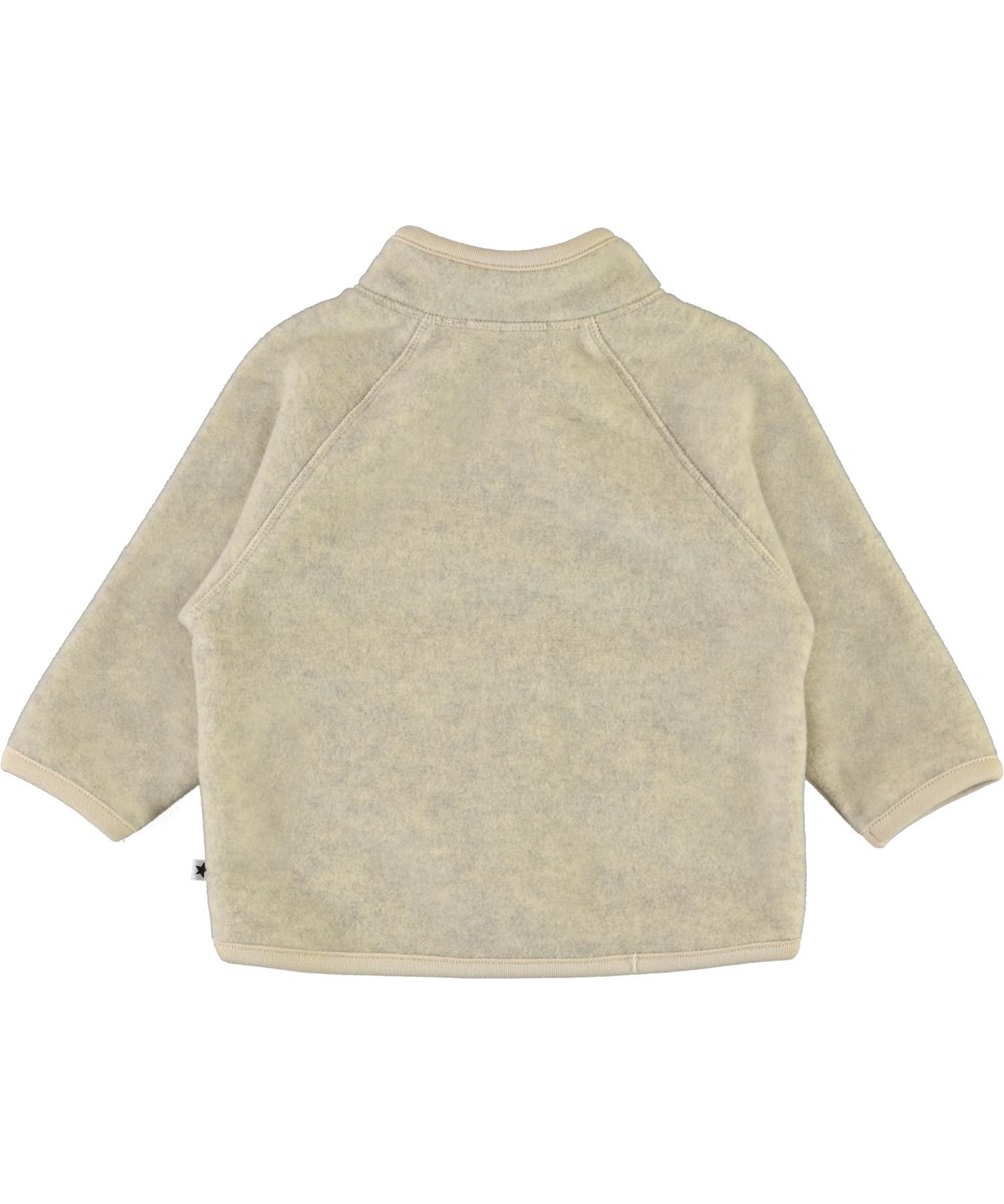 Uni - Banana Crepe - Ljusgul fleece till baby med stickade fickor