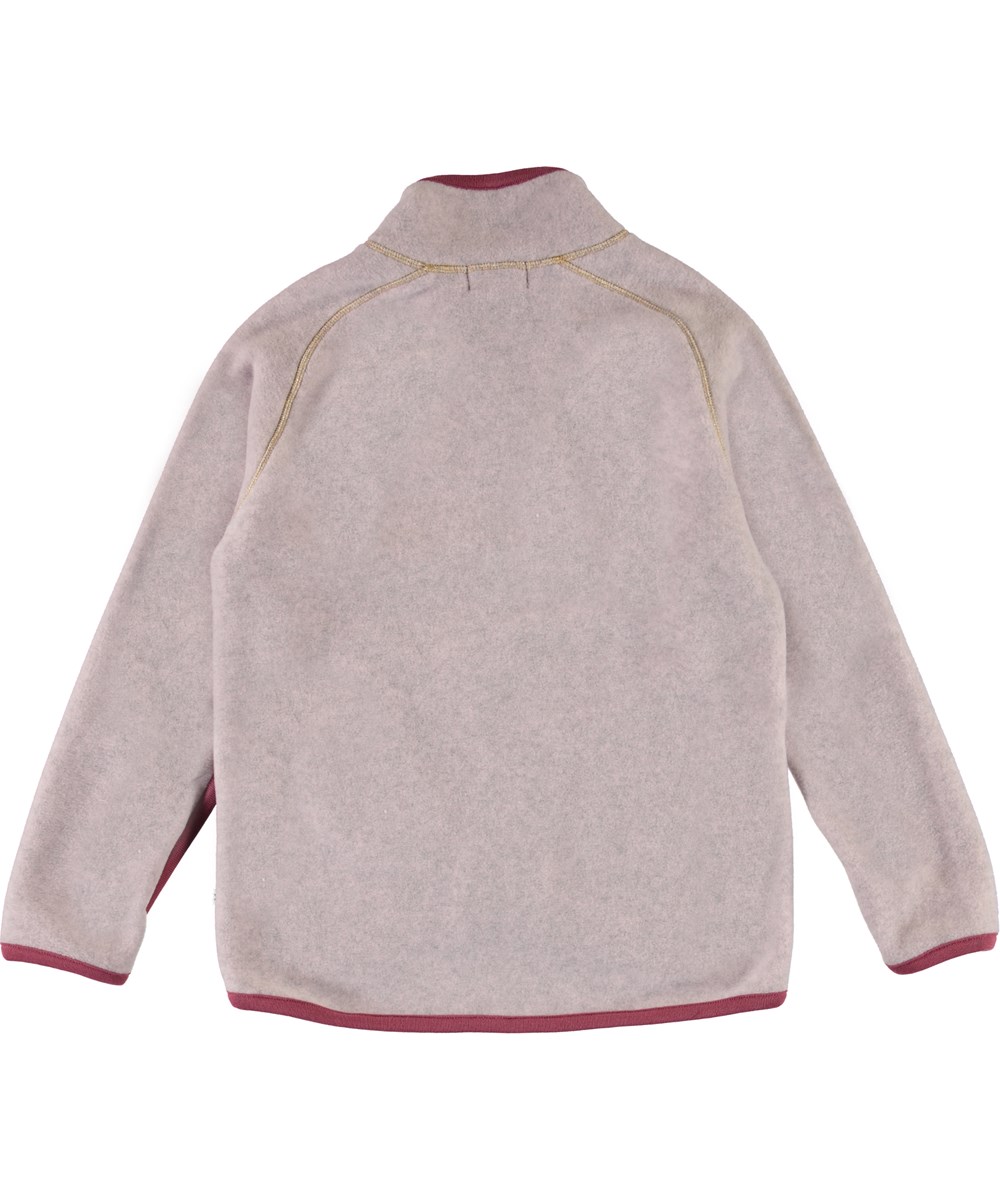 Ushi - Fair Pink - Rosa fleecejacka med stickade vantar