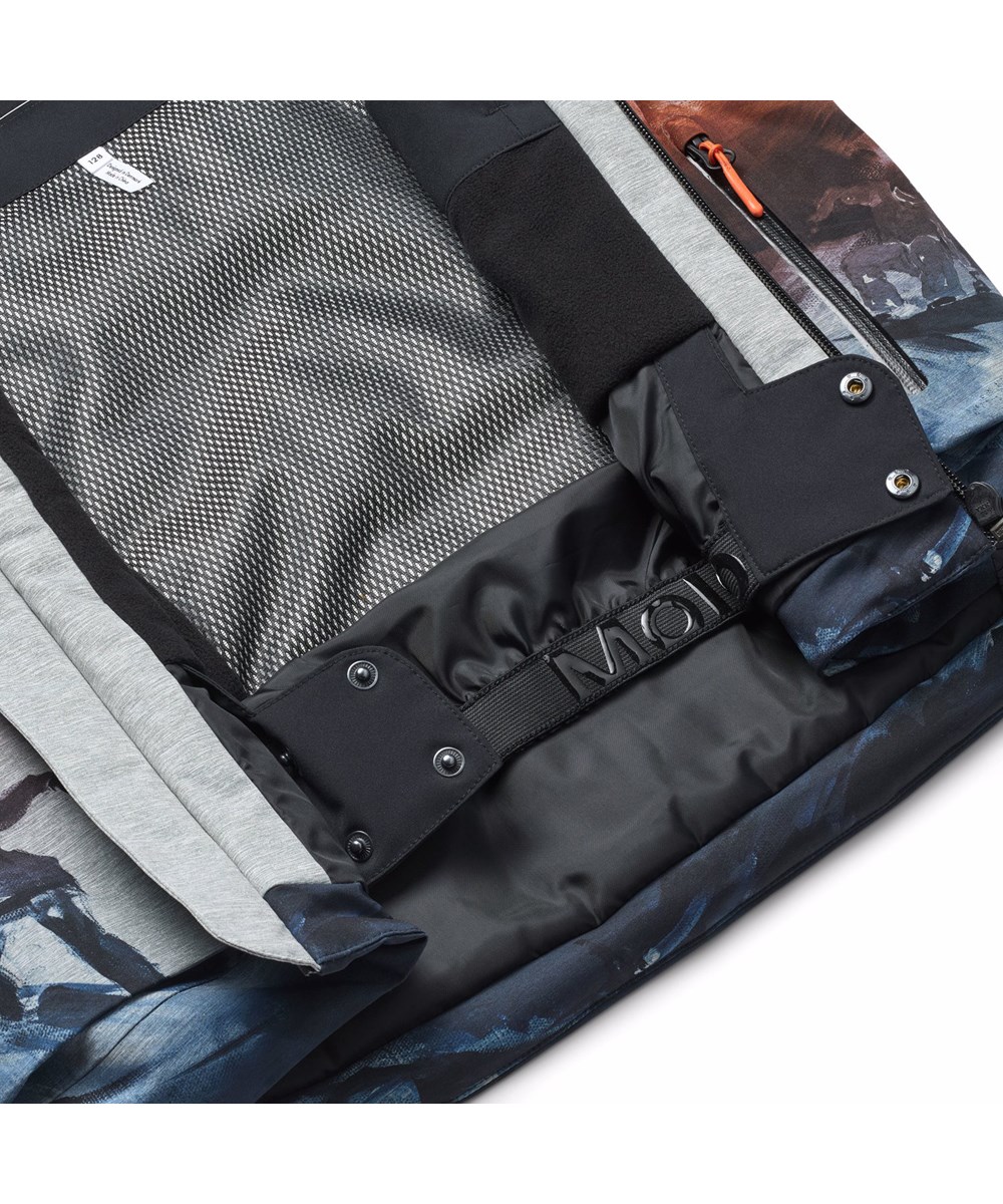 Alpine - Sunrise - Vind- och vattentät vinterjacka i grå, orange och blå färger för barn tillverkad av återvunnen polyester, vadderad med 3M™ Thinsulate™.