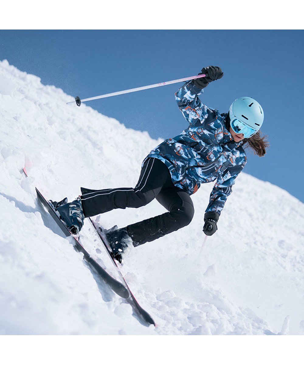 Alpine - Way Up - Återvunnen vattentät blå skidjacka med skidliftar.
