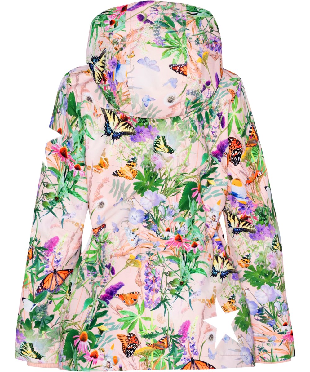 Carole - Wild Butterflies - Rosa parkas jacka till barn i delvist återvunnen polyester blommor och fjärilar. 