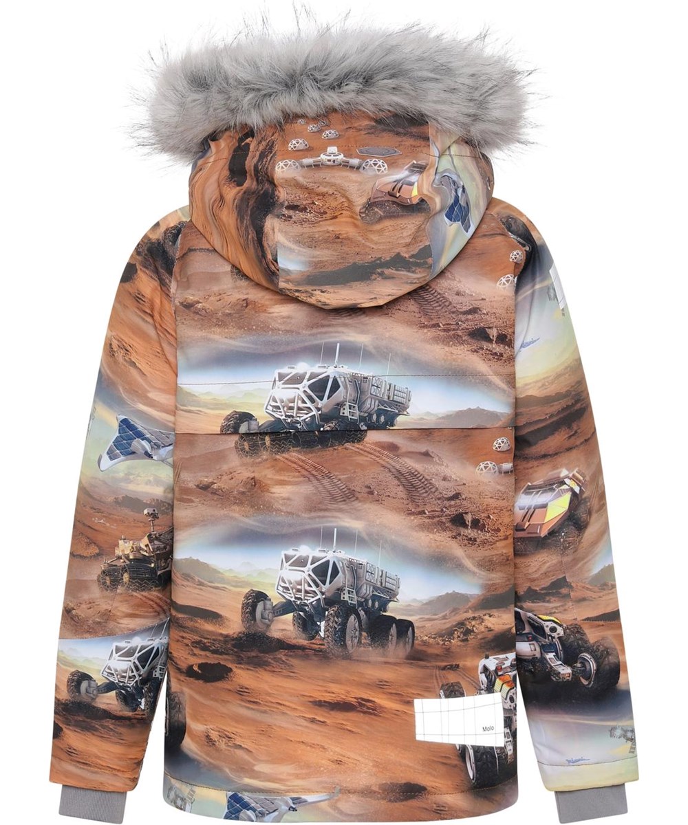 Castor Fur - Mars - Återvunnen vinterjacka i brun med mönster av Mars.