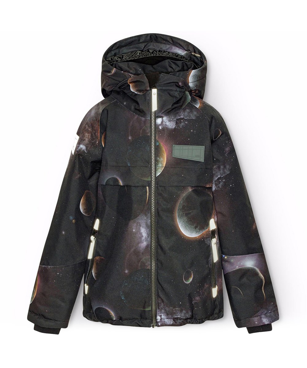 Castor - Infinity - Vind- och vattentät vinterjacka för barn i återvunnen polyester med en tryck av planeter och de vackra ljusen från rymden.