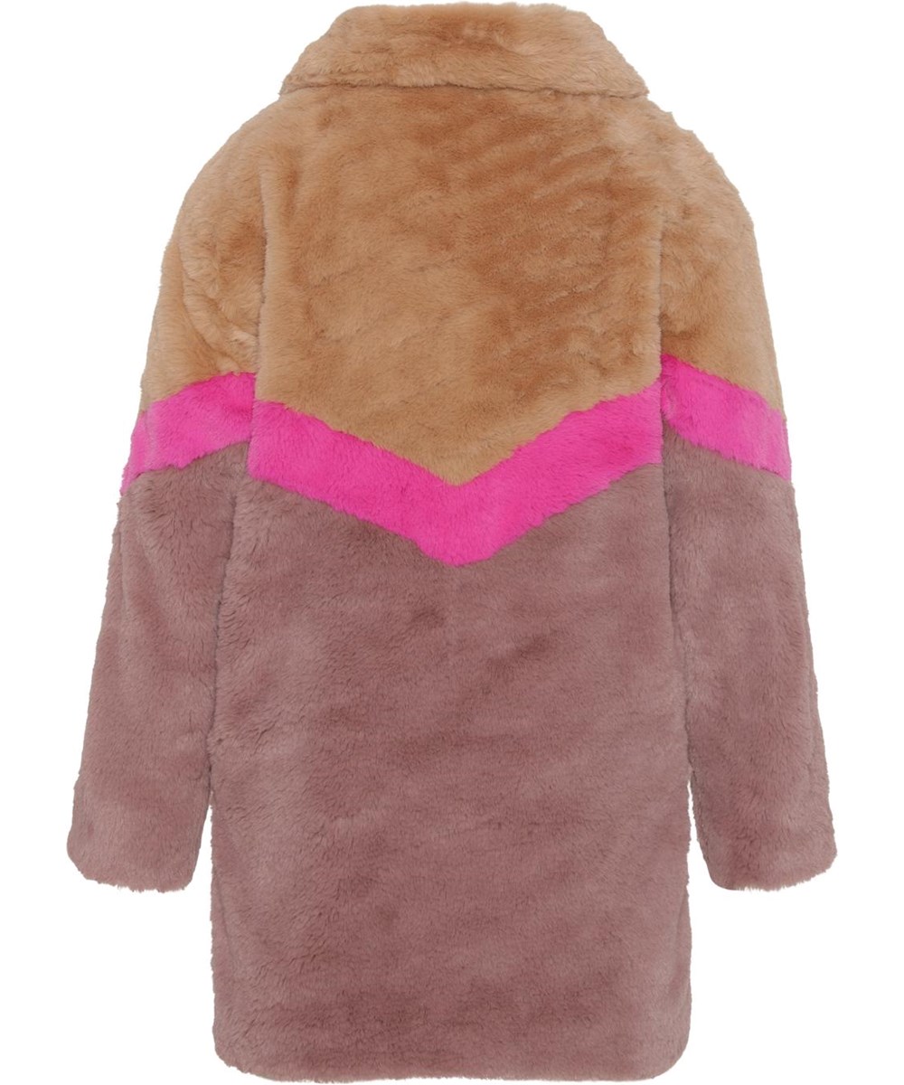 Haili - Block Deer - Fuskpälskappa i rosa, brun och skarp rosa.