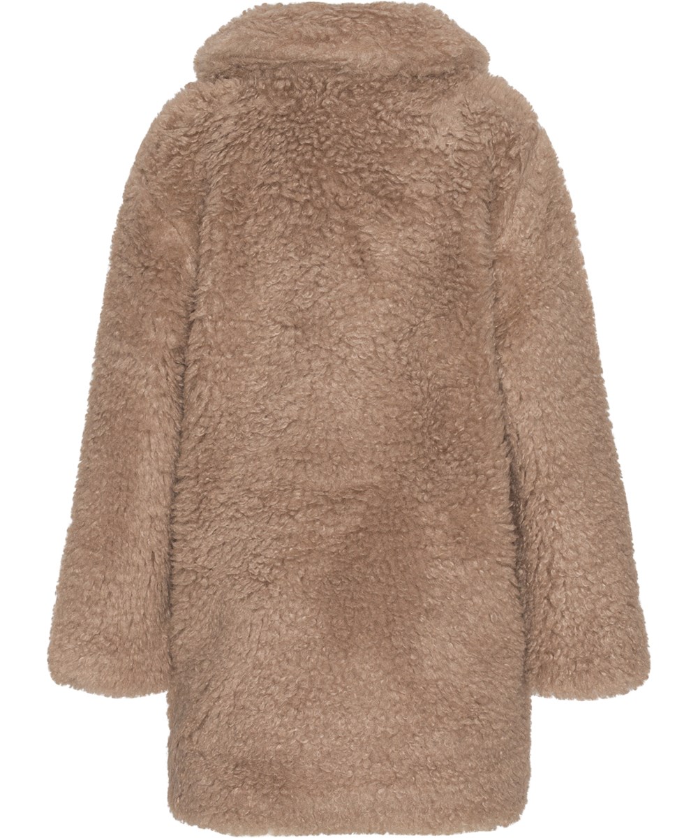 Haili - Rosie Sand - Brun fuskpälsjacka med beige blommor