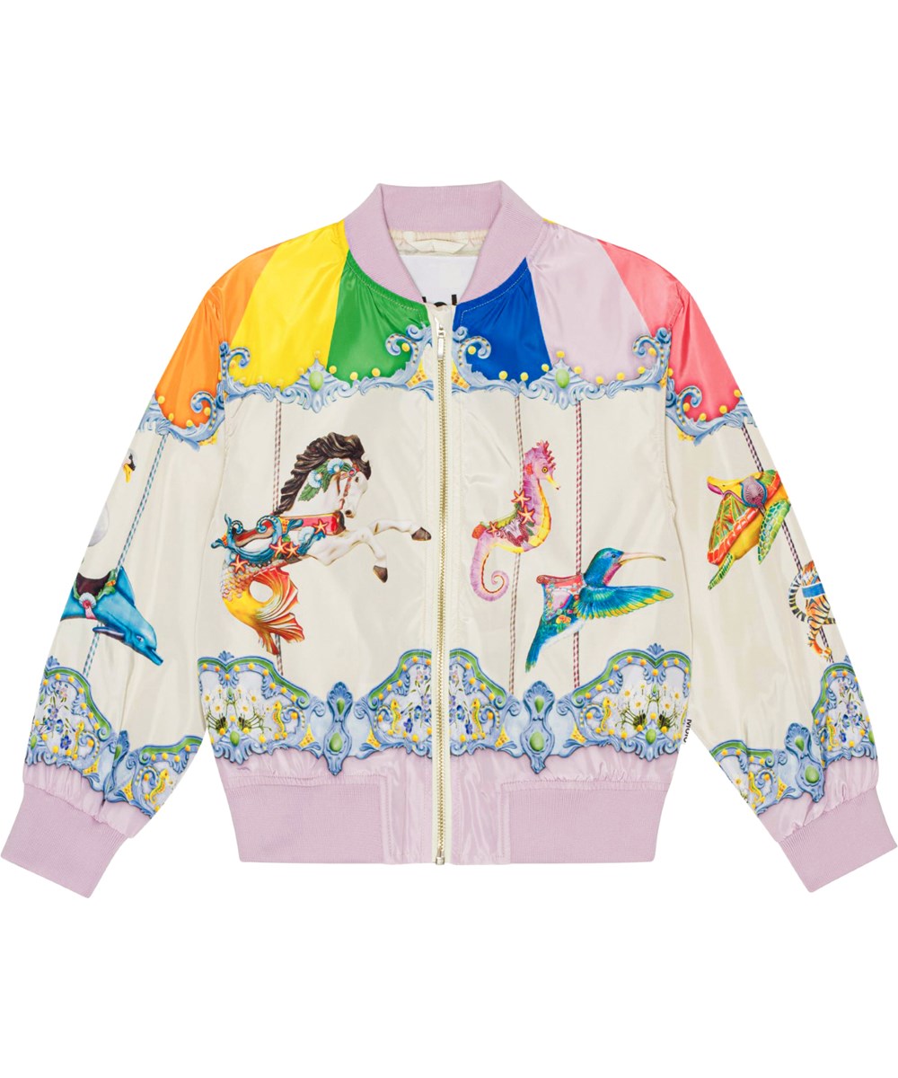 Haliva - Sea Carousel - Färgrik bomberjacka i återvunnen polyester med karuselldjur. 