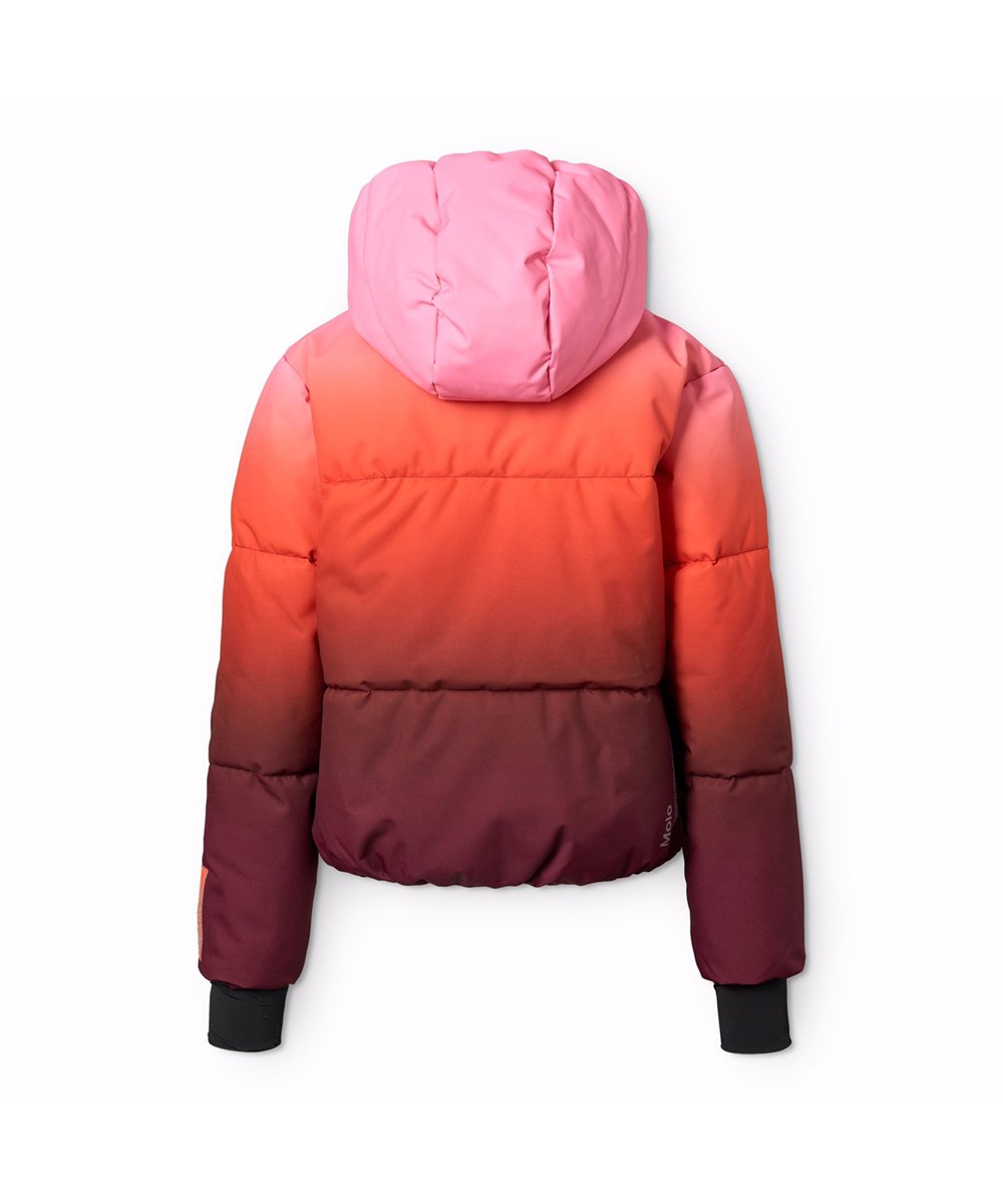 Hansine Pro - Fiery Red - Vind- och vattenavvisande vinterjacka i rosa och rött för barn i återvunnen polyester med fyllning av återvunnen polyester och 3M™ Thinsulate™.