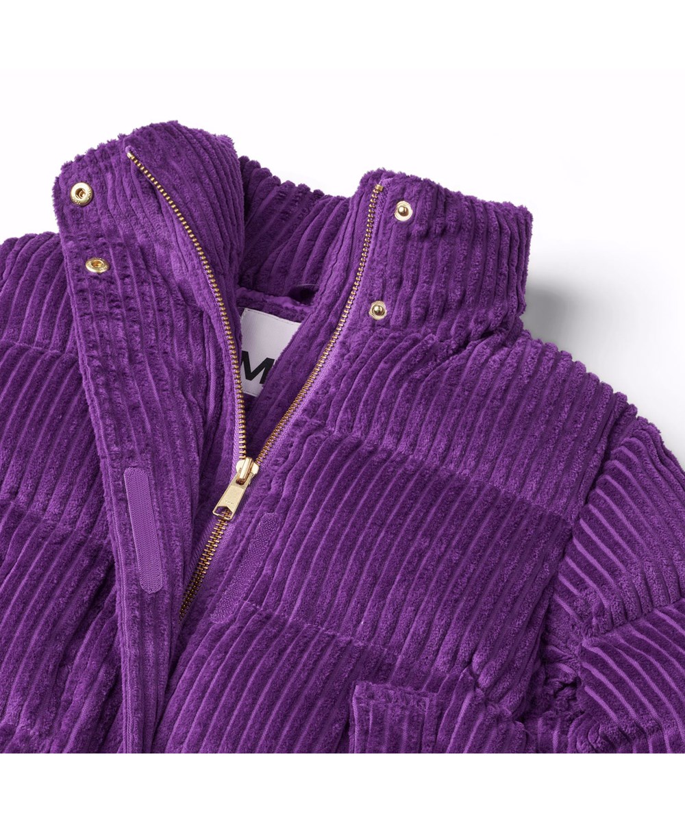 Hansine - Warm Purple - Lila manchesterjacka för barn med en uppstående krage