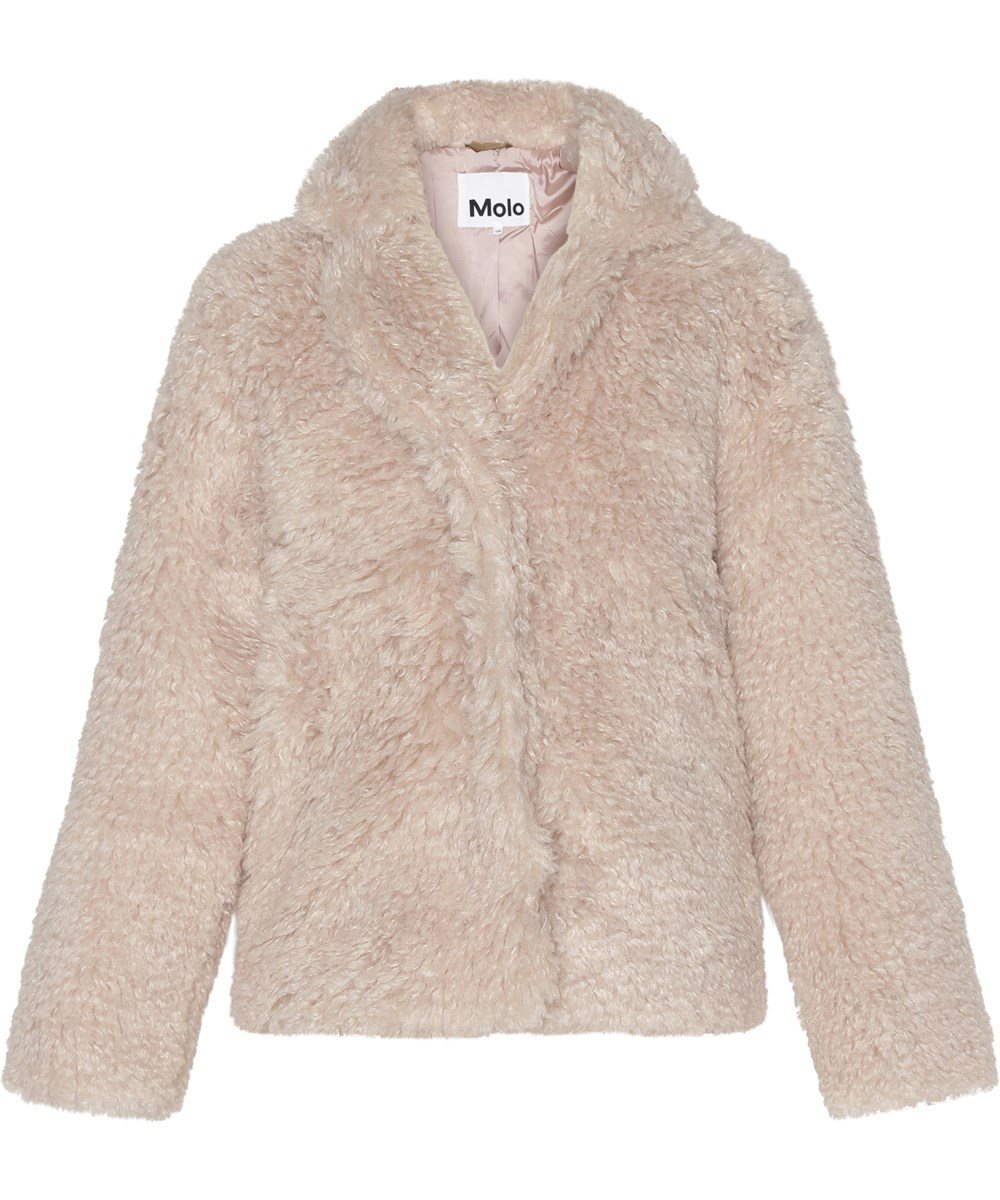 Harlyn - Pearled Ivory - Rosa fuskpälsjacka med kort passform.