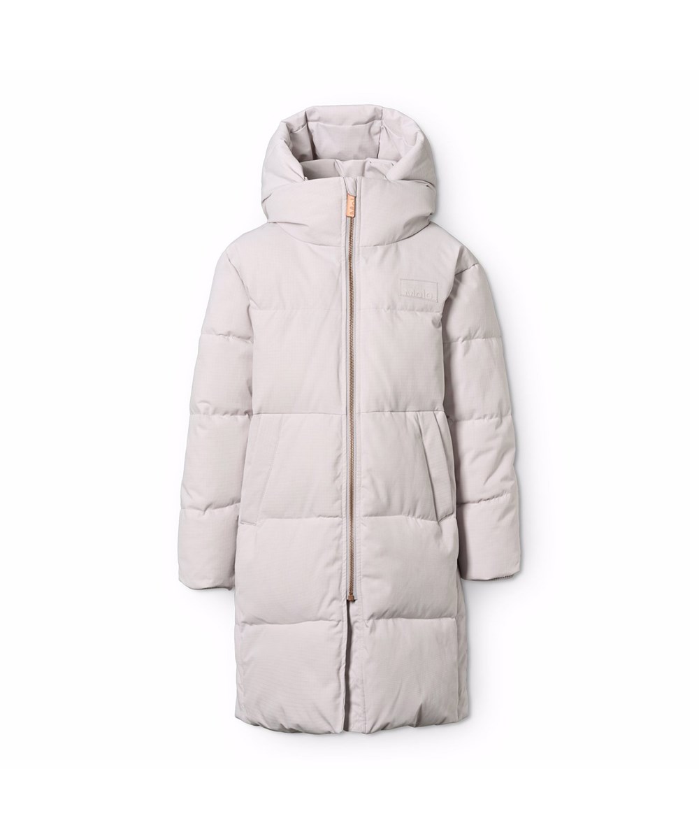 Harper - Lilac Marble - Vind- och vattenavvisande ljuslila jacka för barn i återvunnen nylon med praktisk dragkedja, hög krage och avtagbar huva.